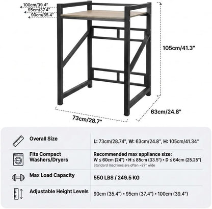 Washer Dryer Stacking Rack Stand, Over the Washer and Dryer Storage Shelf, Height Adjustable Standing Washer Dryer Machine Rack, Stackable Shelf for Laundry Room Apartments (White)