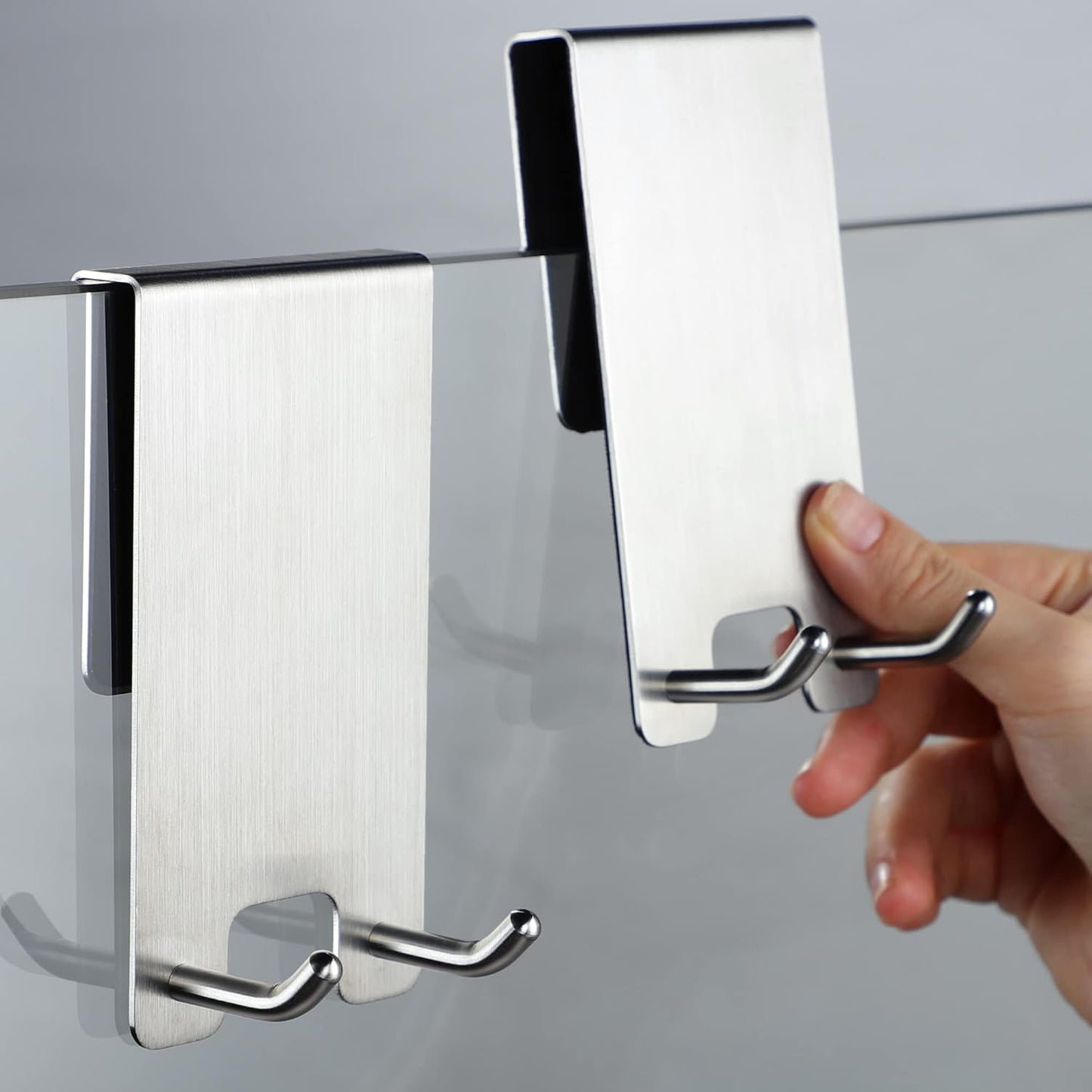 Taozun Shower Door Hooks, Gold Towel Hooks for Bathroom Frameless Glass Door, Shower Squeegee Hooks, 2-Pack, Stainless Steel