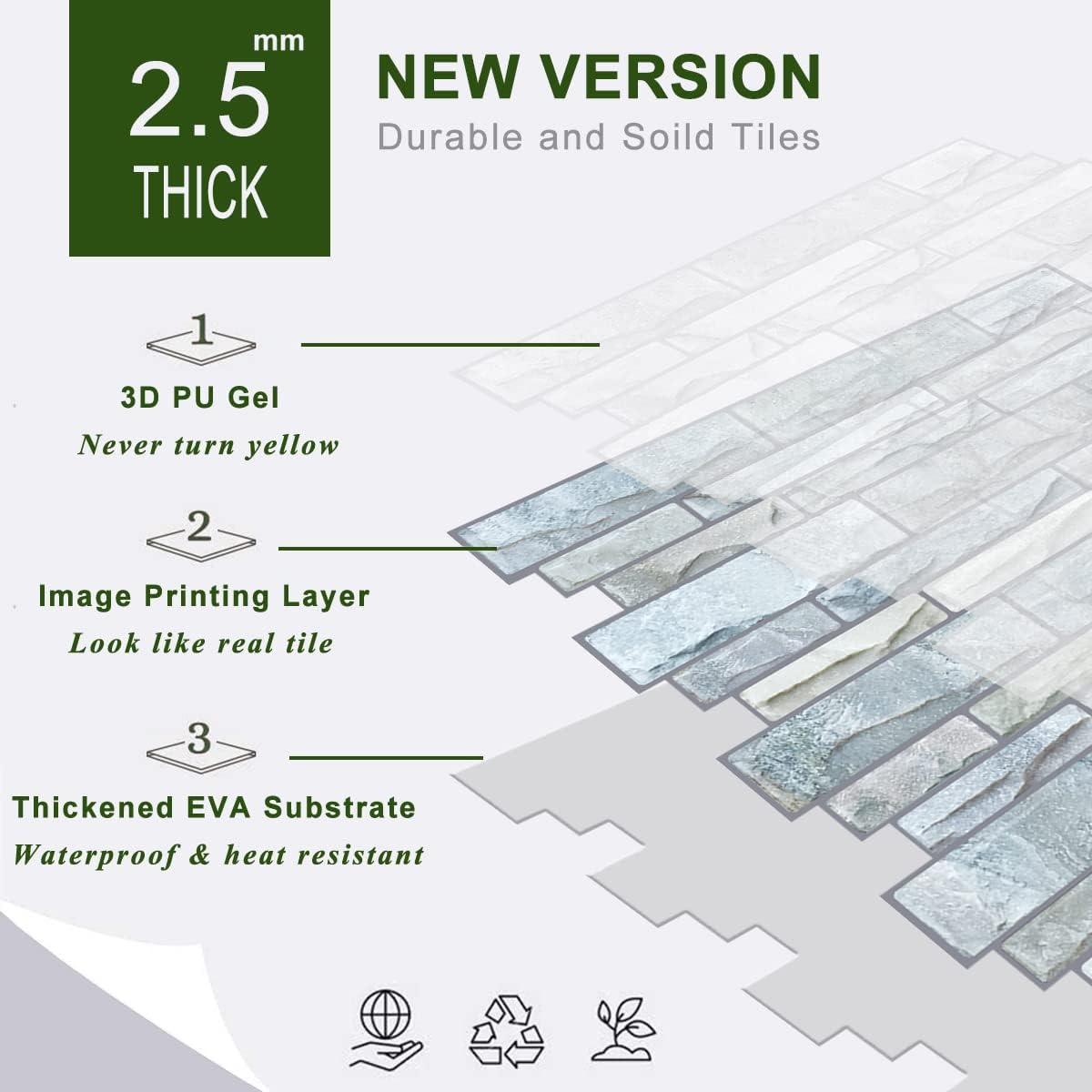 STICKGOO Thicker Design Peel and Stick Tile Backsplash, 12”×12” Stick on Backsplash for Kitchen, Self Adhesive Tile Stickers for Kitchen Backsplash and Bathroom(10 Sheets, Vintage Stone)
