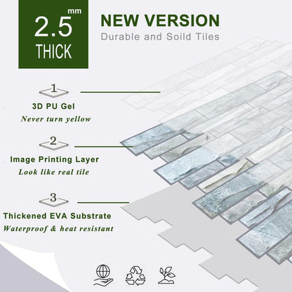 STICKGOO Thicker Design Peel and Stick Tile Backsplash, 12”×12” Stick on Backsplash for Kitchen, Self Adhesive Tile Stickers for Kitchen Backsplash and Bathroom(10 Sheets, Vintage Stone)