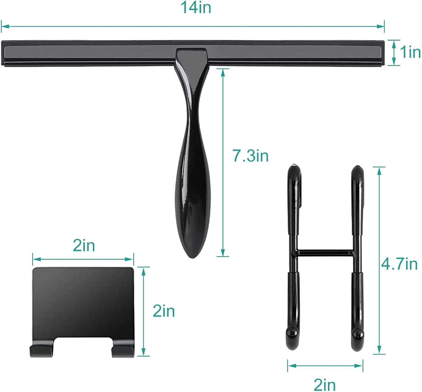 Shower Squeegee for Glass Doors,14-Inch Shower Glass Squeegee, Sliver Shower Squeegee for Shower Doors,Mirror,Windows, with Shower Door Hook and Adhesive Hook