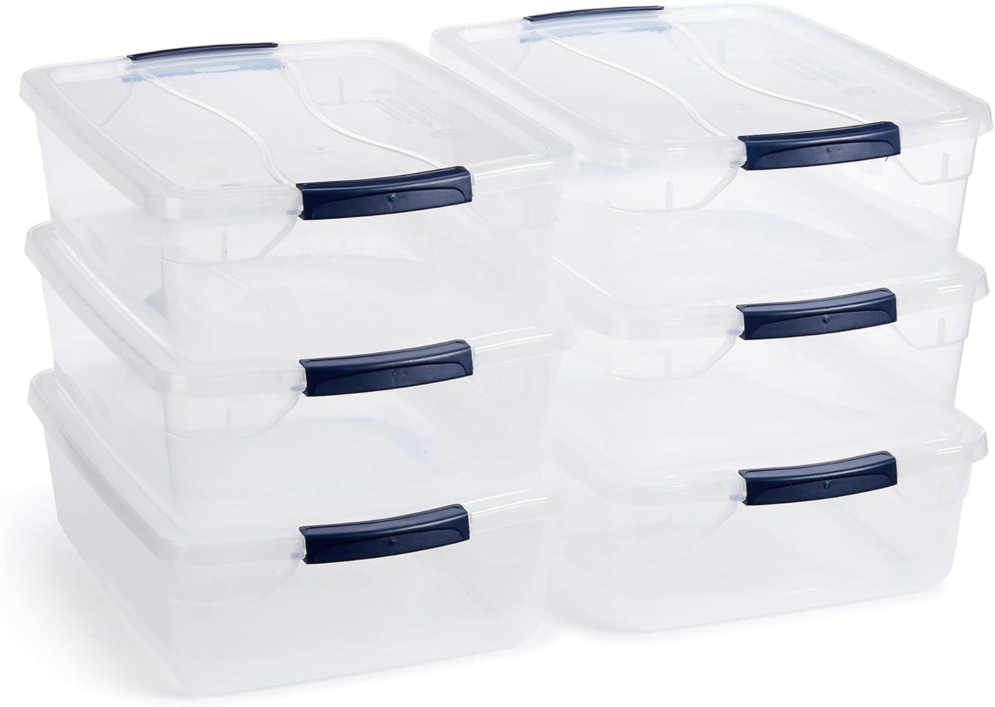 Rubbermaid 68 Quart Under the Bed Low Profile Storage Boxes with Dual Hinged Lids and Easy Rolling Caster Wheels, Clear, 2 Pack