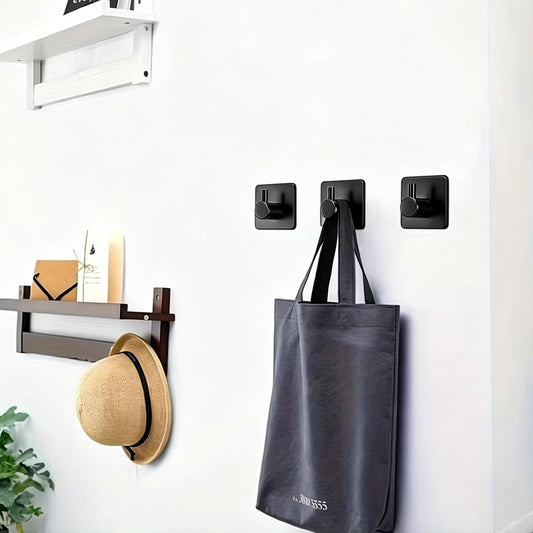 4pcs, Adhesive Heavy Duty Wall Hooks, Waterproof Stainless Steel Hooks, Wall Mount, Black