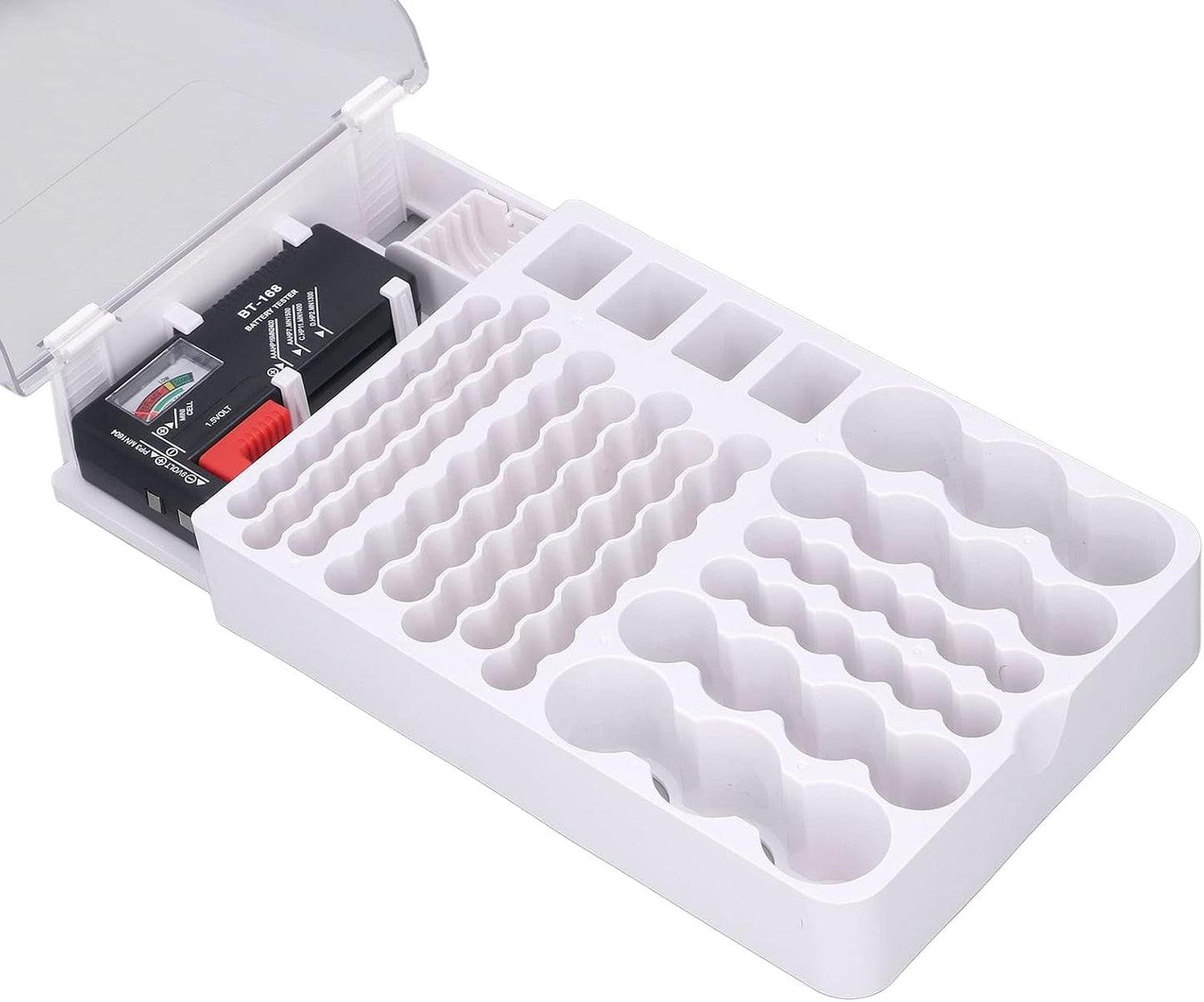 Zopsc Battery Storage Box, Carrying Case with Capacity Test Instrument, Holder Organizer for Car Home