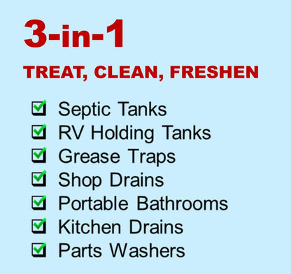 Oil Eater Drain & Tank 3-in-1 Treatment for Grease Traps, Septic Tanks, Drains, 32oz