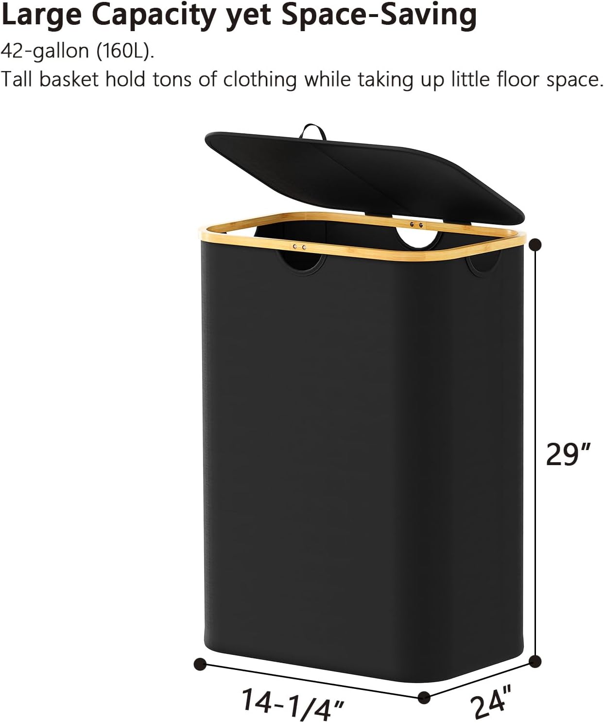 SpaceAid Double Laundry Hamper 2 Section with Lid and Removable Laundry Bags, 160L Clothes Basket with Bamboo Handles, Large Collapsible Hamper for Bedroom, Bathroom, Dorm, Laundry Room - White