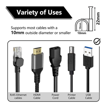 Jadaol Cable Clips 100Pcs 8mm Nail in Clips for Round Ethernet Cables Wall Clips Cable Tacks Electrical Wire TV Cable Speaker Wire Coax Clips Cable Nails for Cords Cat5/Cat5e/Cat6/Cat7 RJ45 Cord Clips