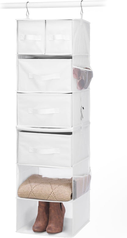 Whitmor 5 Section Closet Organizer - Hanging Shelves with Sturdy Metal Frame