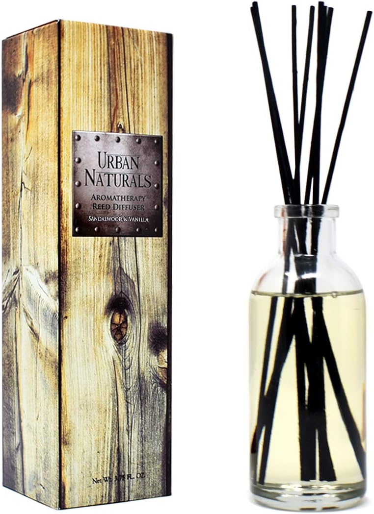Urban Naturals Smoked Vanilla Reed Diffuser Set with Vanilla Bean, Sandalwood & Leather | Made in the USA - Colors A