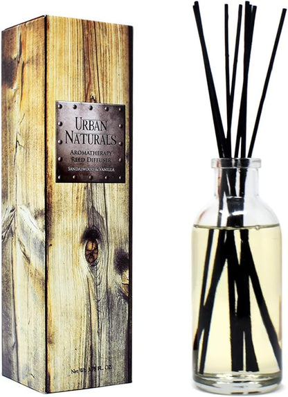 Urban Naturals Smoked Vanilla Reed Diffuser Set with Vanilla Bean, Sandalwood & Leather | Made in the USA - Colors A