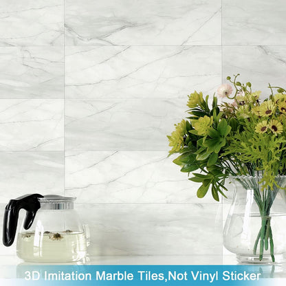 BeNice Peel and Stick Backsplash for Kitchen Tile,Peel and Stick Tiles for Walls Tile Stickers Waterproof Marble Tile Backsplash 3.85"x11.73"(16Tiles) White Gray