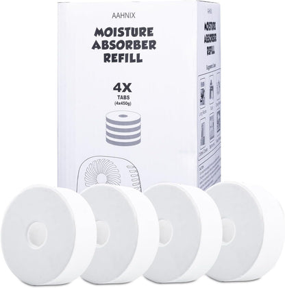 Moisture Absorber with 4 pack Moisture Absorber Refills Tablets, 15.9oz-7"H×5.5"W mini dehumidifier, Bathroom humidity absorber – Prevents Excess Moisture and Fragrance Free