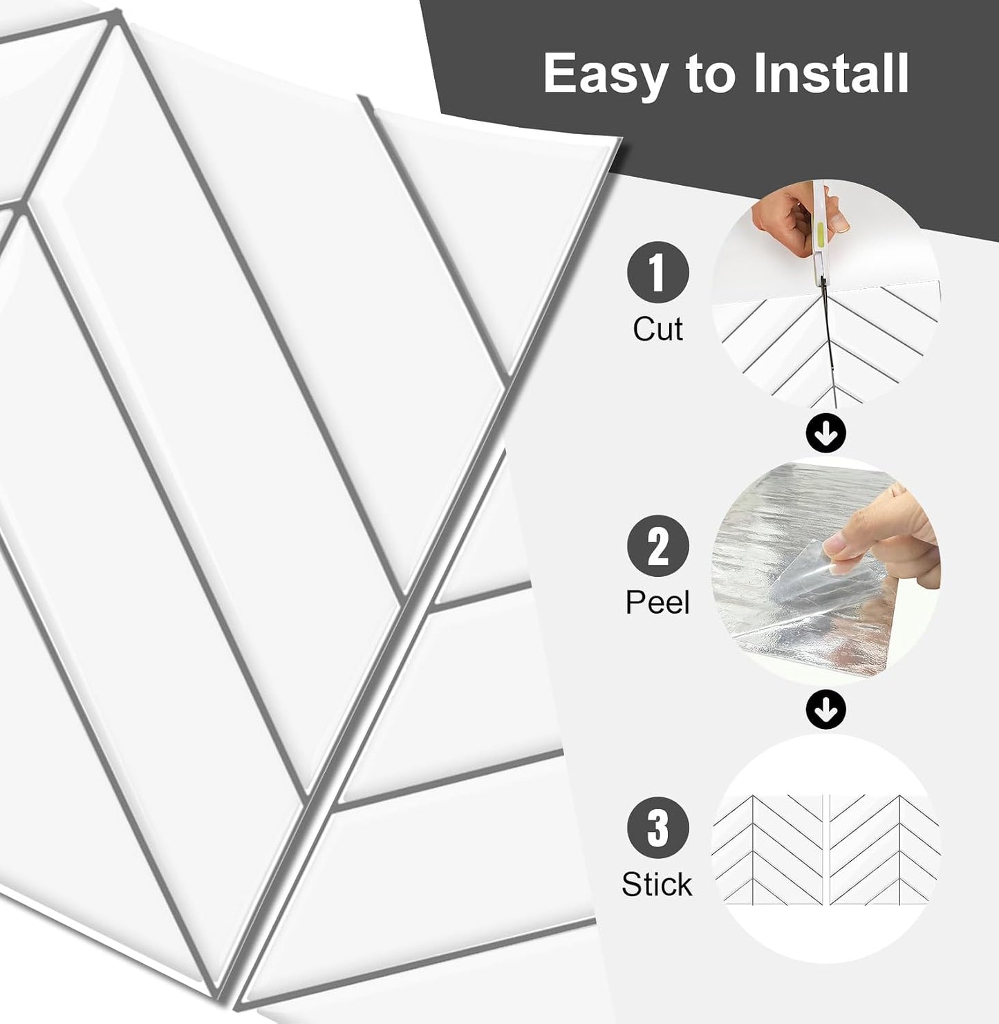 10 Sheets Thicker Design Peel and Stick Backsplash, 3D Self Adhesive Peel and Stick Wall Tile Backsplash for Kitchen, Bathroom, 11.4"x9.1", Beige