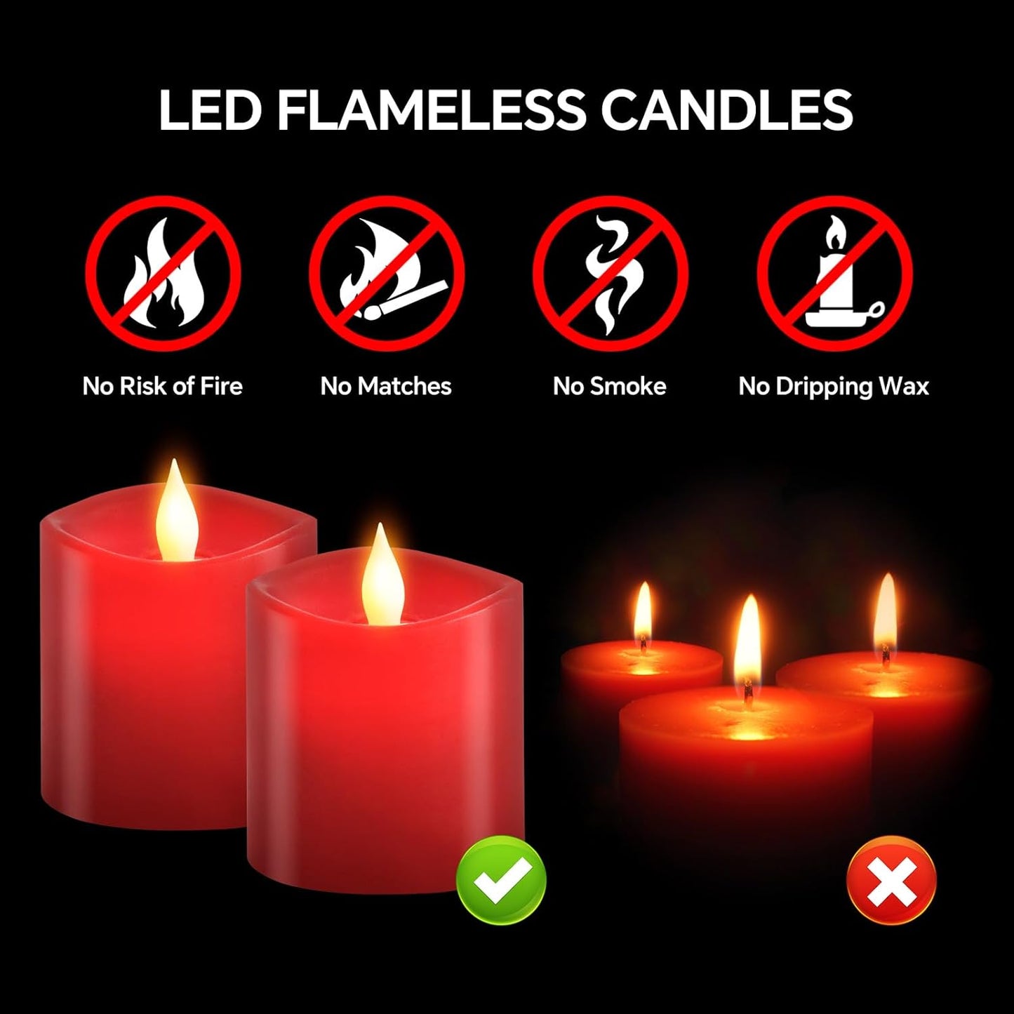 3x4 Flickering Flameless Candles Set of 3,Real Wax Pillar LED Candles,with Timer,4 inch Flameless Candles with Remote,for Party Wedding Holiday Home Decor,Ivory