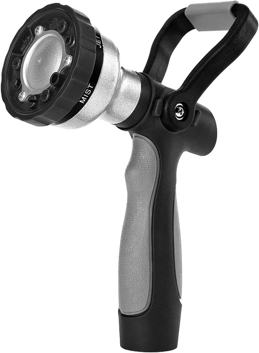 GREEN MOUNT New Patent Garden Hose Nozzle, Heavy Duty Water Nozzle, High Pressure Fireman Style Nozzle with Ergonomic Handle for Lawn and Garden Watering