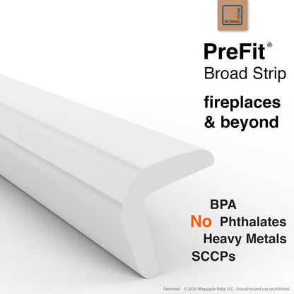 Roving Cove PreFit Fireplace Edge Corner Protector, Extra-Wide 9ft Edge 2 Corners, Pre-Taped 3M Adhesive, Baby Proofing Bumper Guards, Coffee Brown