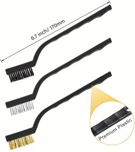 Stainless Steel Wire Brush Set, Kitchen Cleaning, Rust Removal, 3 Pcs | Stainless Steel Bristles, Rust-Resistant, Ergonomic Handle, 3 Assorted Sizes, Multi-Surface Safe