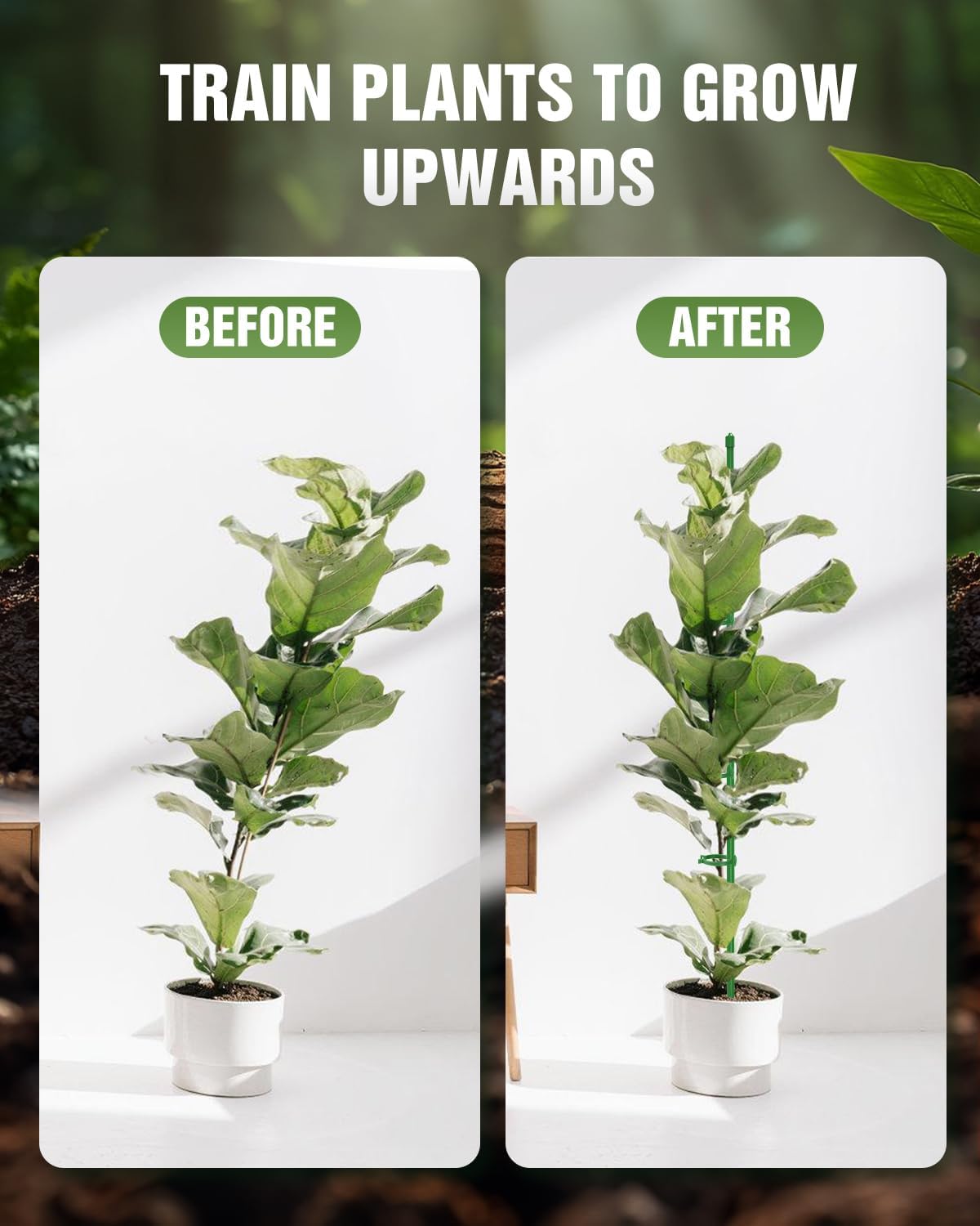 20 Pack 16 Inch Plant Support Stakes for Indoor & Garden | Sturdy plastic, Lightweight, Adjustable height, Easy install, Supports tomatoes, Beans, Orchids, Vegetables