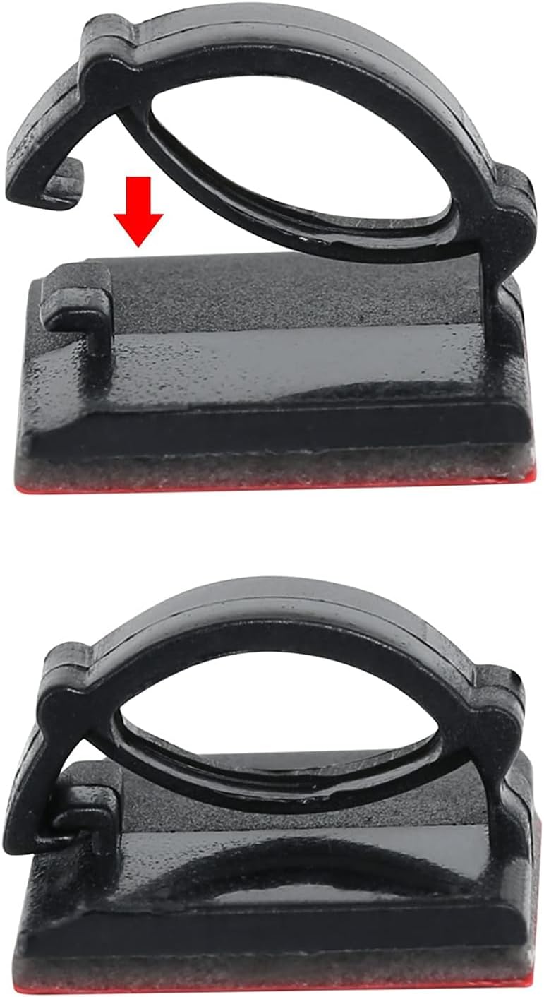 100pcs Self with 3M Adhesive Cable Clips Wire Holders Cord Organizer Cable Clamp Management Sticky for Office Home Car Desk Tables PC Laptop TV Wall, Black