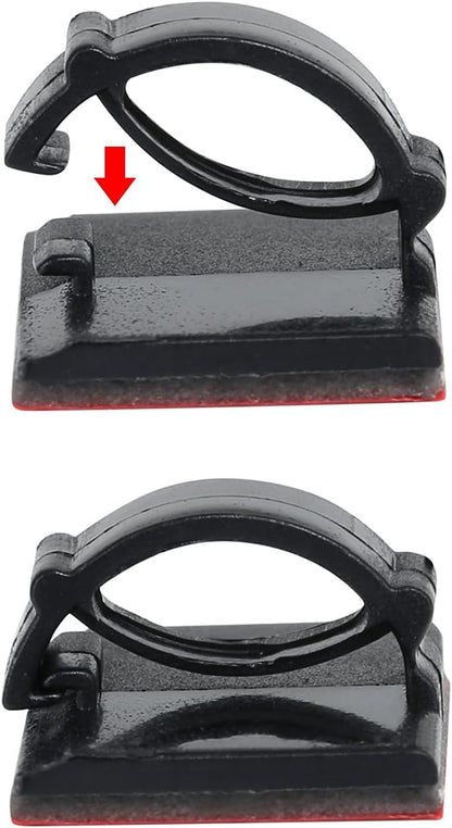 100pcs Self with 3M Adhesive Cable Clips Wire Holders Cord Organizer Cable Clamp Management Sticky for Office Home Car Desk Tables PC Laptop TV Wall, Black