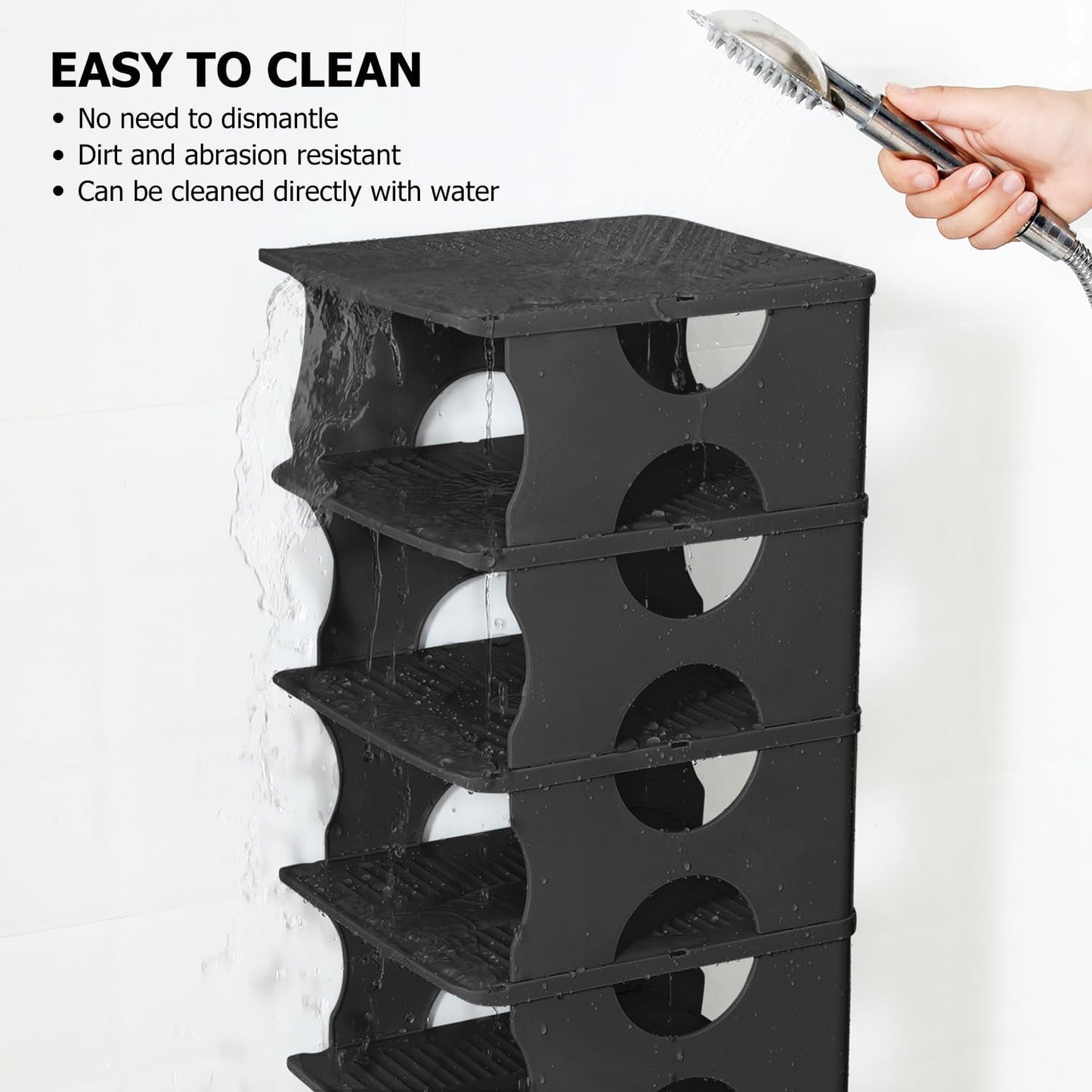 6-Tier Shoe Rack, Stackable Storage Organizer for Bedroom Entry, Adjustable Rack, Shoe Slots Shelf, Easy Tower Rack, Grey
