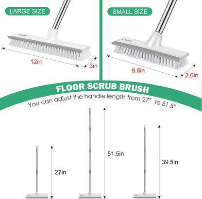 SetSail Floor Scrub Brush with 51-Inch Long Adjustable Handle 2 in 1 Scrape Brush Stiff Bristle Floor Scrubber for Cleaning Shower Bathroom Garage Kitchen Wall Deck Tub Tile