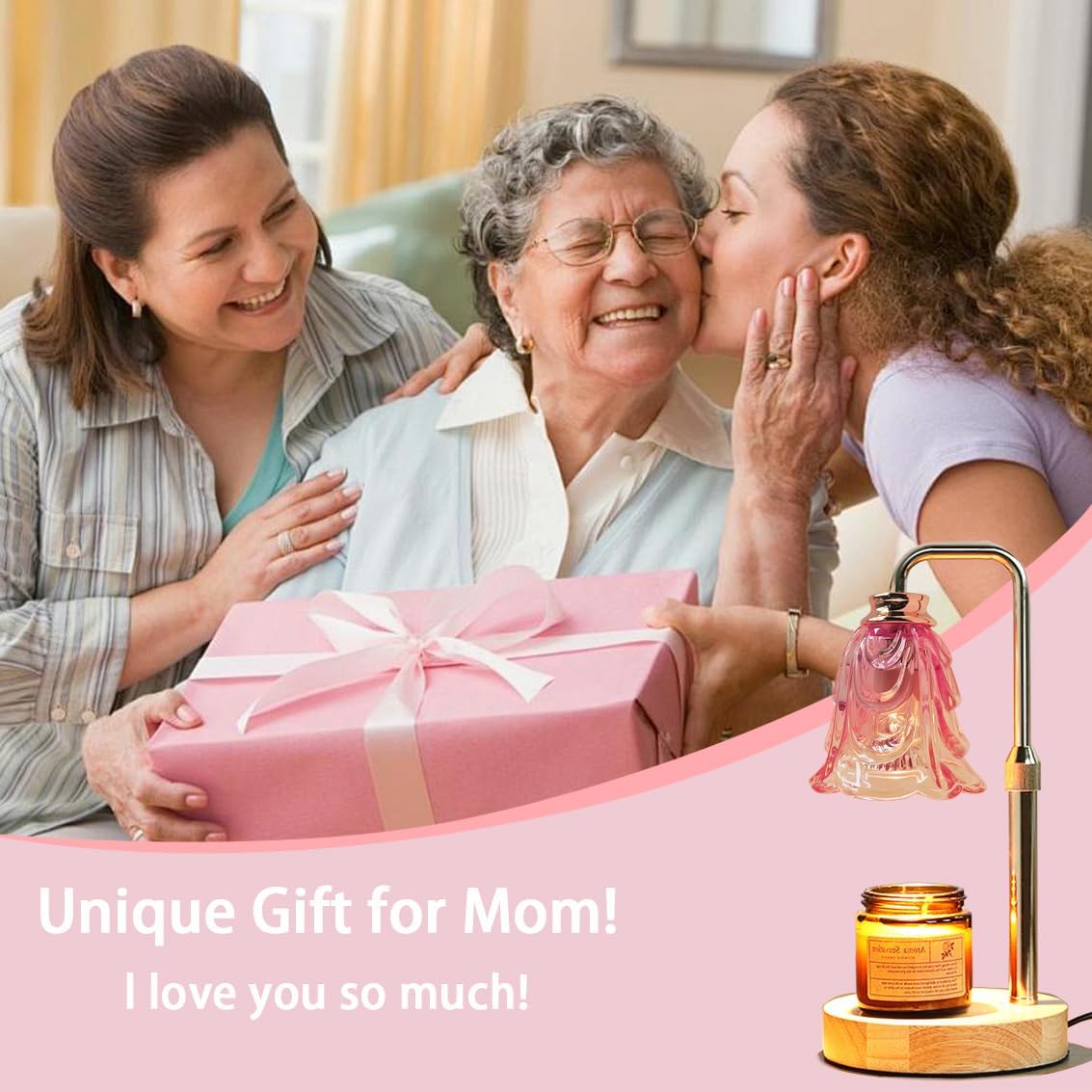 Candle Warmer Lamp with Timer Dimmer Adjustable Height for New Home House Bedroom Decor,Wax Melt Warmer with 2 Bulbs for Jar Candles, Gifts for Mom Women Friend Sister Mothers Day Birthday | Black