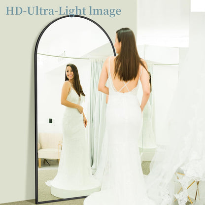 Full Length Mirror with Stand, 71"x28" Arched Full Body Large Stand Up Aluminum Frame Floor Standing Mirror, Freestanding Hanging Leaning Mounted for Bedroom Living Room Entryway Gold