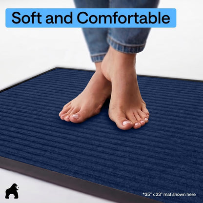 GORILLA GRIP Waterproof Traffic Guard Door Mat, Heavy Duty Entryway Mats, Strong Backing Commercial Utility Rugs for Office Hallway, Garage Floor and Home, Low Profile Carpet Runner, 29x17, Black