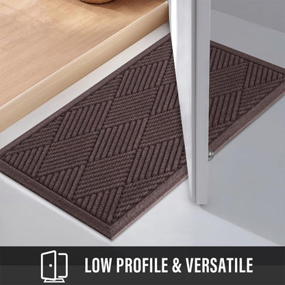 HIYARD Sturdy Front Door Mat, Absorbent Muddy Dirt Resist Welcome Door Mats Outdoor Indoor, Stain and Fade Resistant, Non-Slip Rubber Backing Low Profile Doormat for Entryway, 30×17, Beige