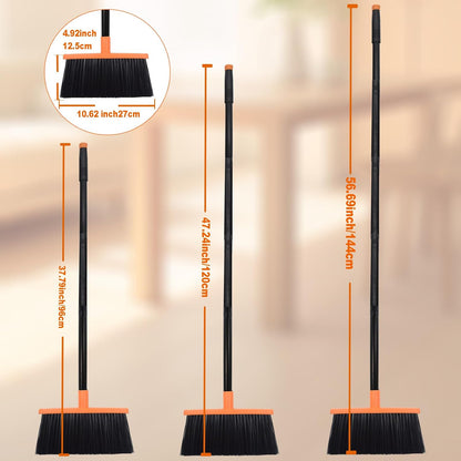 Heavy-Duty Adjustable Angle Broom with 56" Steel Handle - Ideal for Home, Garage, Kitchen, Bathroom, Office, and Outdoor Use - Durable & Efficient Cleaning Tool for Hard Floors (Red)