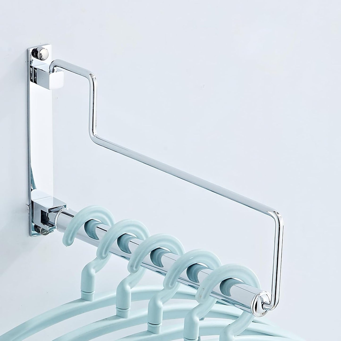 NEWRAIN Folding Wall Mounted Clothes Hanger Rack Clothes Hook Solid Brass with Swing Arm Holder Clothing Hanging System Closet Storage Organizer Heavy Duty Drying Rack Wall Mount,Brushed Gold