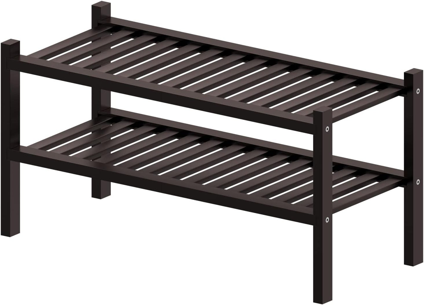 ROMGUAR CRAFT 3 Tier Bamboo Shoe Rack for Closet Free Standing Wood Shoe Shelf Storage Organizer for Entryway Small Space Stackable 27"x11"x20" (Natural)