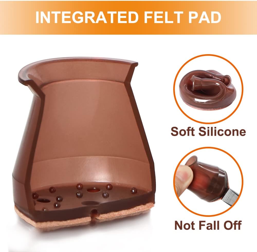 VIUME 24 Pcs Chair Leg Floor Protectors for Hardwood Floors Silicone Covers Felt Pads Furniture Leg Caps Anti-Scratch Reduce Noise Fit (1-5/16" to 2")