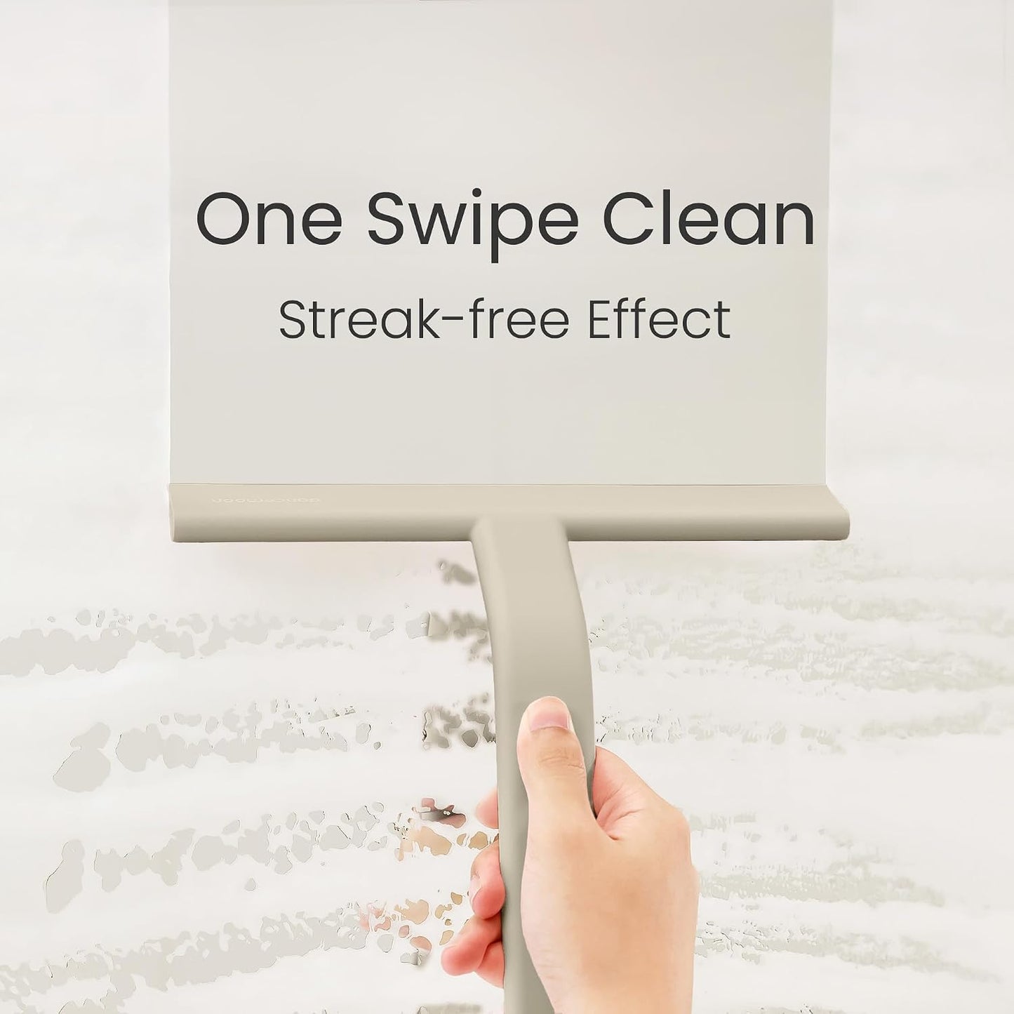 dancemoon JustHang Shower Squeegee for Glass Doors, All-One-Piece Award-Winning Silicone Squeegee with Built-in Hook for Bathroom, Window, Mirror, Tile Wall,Car, Streak-Free Cleaner Tool,10-Inch Black