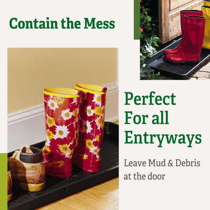 Gardener's Supply Company Entrance Boot Tray | Multi-Purpose All Weather Waterproof Indoor and Outdoor Shoe Mat Made with 100% Durable Recycled Plastic | 22" L x 15.5" W 2" Deep, Black - Size Small