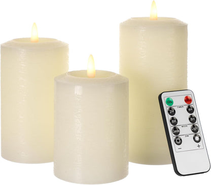 ANGELLOONG Flickering Flameless Candles, Realistic Battery Operated Candles with Remote and Timer, Set of 3 LED Candles for Room Fall Home Wedding Decor Centerpieces Table Party Valentines Decorations