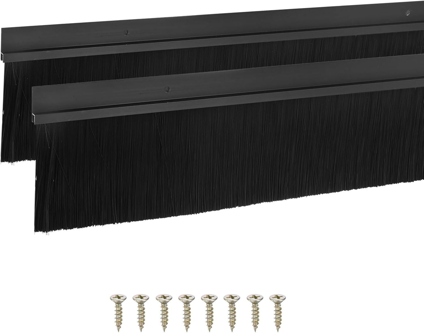 M METERXITY 2Pack Door Sweep - 39" Door Bottom Brush Heavy Duty Seal Draft Stopper Aluminum Base with 50mm Brush, Adhesive/Screw Installation for Interior/Exterior/Garage/Sliding Doors, Black