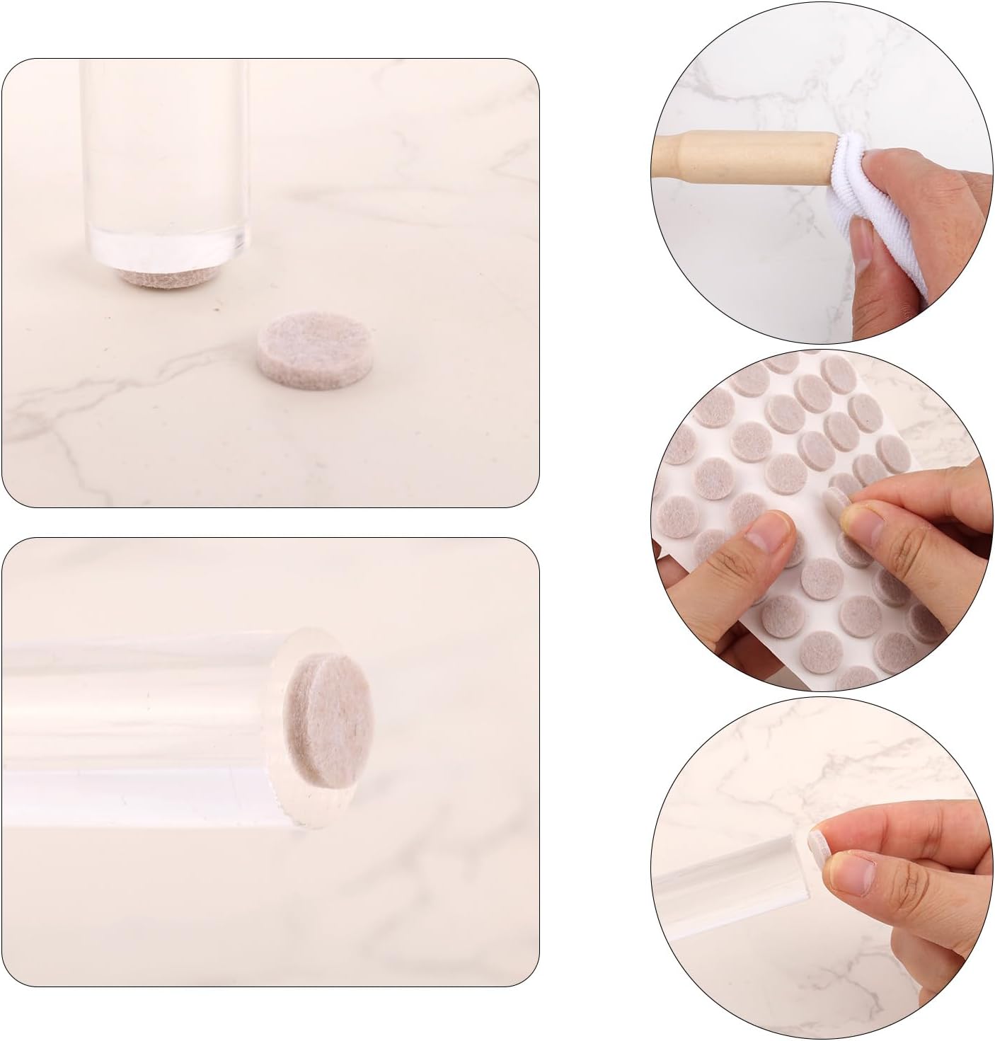 96pcs Felt Pads for Cabinet Door, 1.3cm/1/2in Round Thick Quite Small Cupboard Bumpers Self Adhesive Sticky Felt Dots Furniture Tools for Kitchen Furniture Floor Drawers Table Chair Legs Feet (Black)