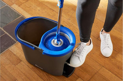 Simpli-Magic 79349 Spin Mop Cleaning System with 3 Microfiber Mop Heads, Red/Black