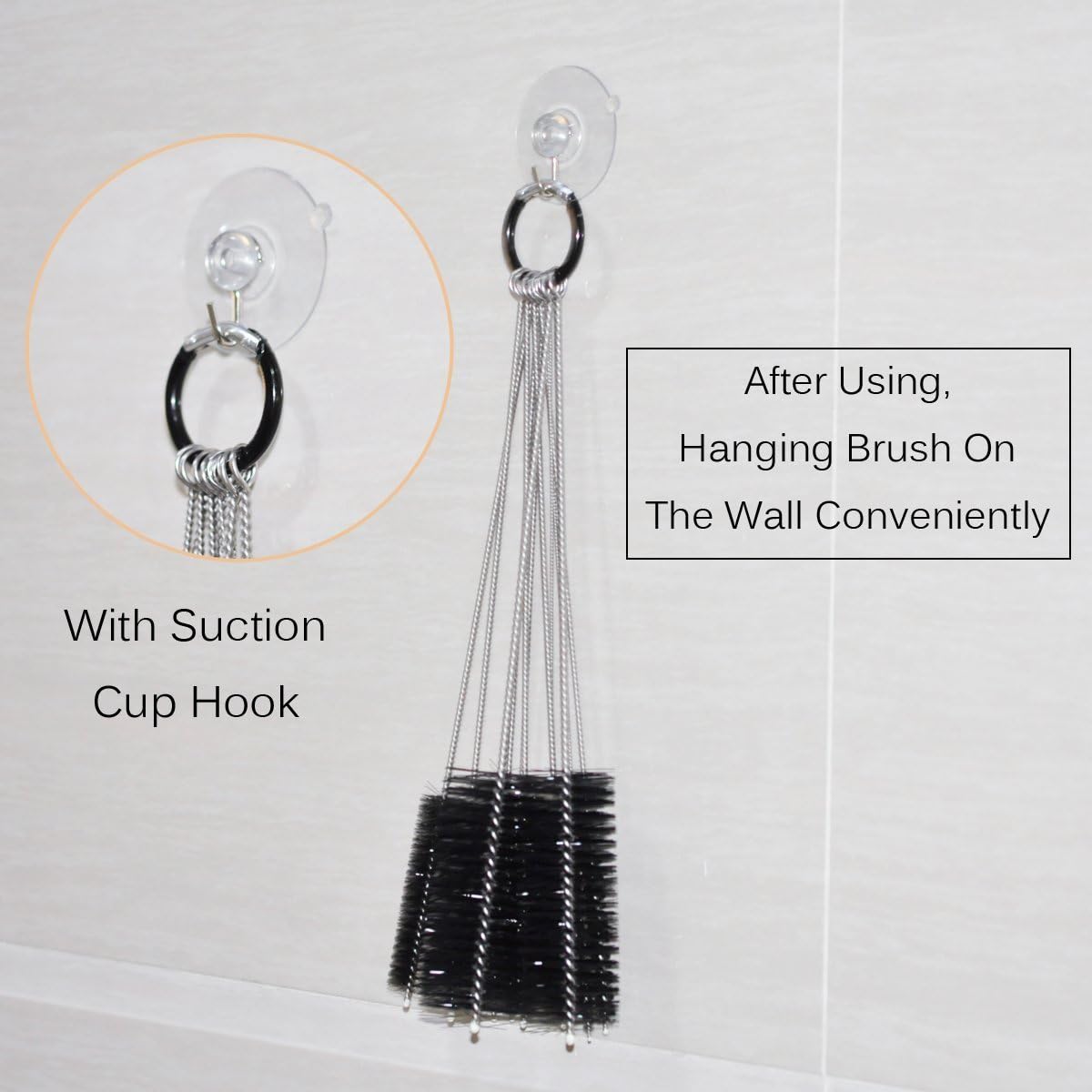 Eboot 10 Pcs 8.2 Inch Tube Cleaning Brushes Nylon Cleaner Brush Long Sink Drain Pipe Cleaning Brushes 10 Different Diameters for Bottle Straw Tumbler Home Sink Plumbing