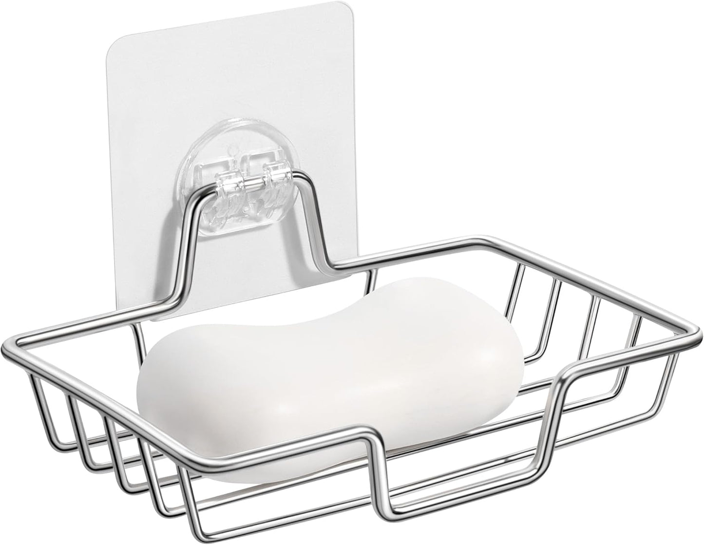 Rainspire Bar Soap Holder for Shower, 304 Stainless Steel Rustproof, Wall Adhesive, Soap Tray Bar Soap Sponge Holder for Bathroom & Kitchen, Square, Black
