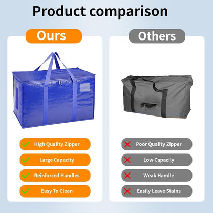 8 Pack-Extra Large Heavy Duty Moving Bags - Waterproof Storage Totes with Handles & Zippers, Foldable for College Dorm, Storage (Clear)