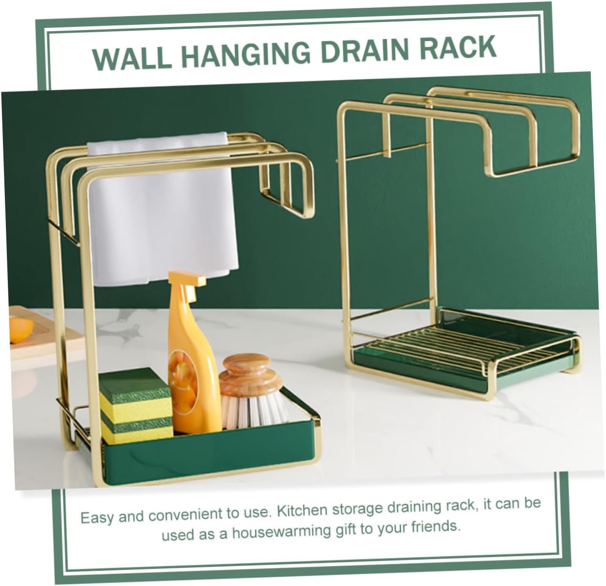 LABRIMP Quality Iron Wall Hanging Drain Rack Duster Cloth Drying Rack Kitchen Accessories Storage