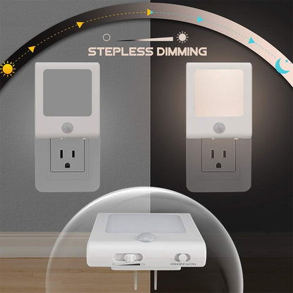 [3Pack] Vintar Motion Sensor Dimmable LED Night Light, Plug-in Nightlight with Auto Dusk to Dawn Sensor, Adjustable Brightness Warm White Lights for Hallway, Kids Room, Kitchen, Stairway, Bathroom