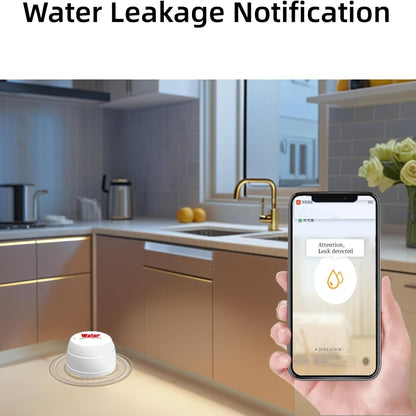 Mengshen 4 Pack WiFi Water Leak Detector 100dB Alarm Place Anywhere Leak Sensor for Bathroom Kitchen Under Sink Battery Operated