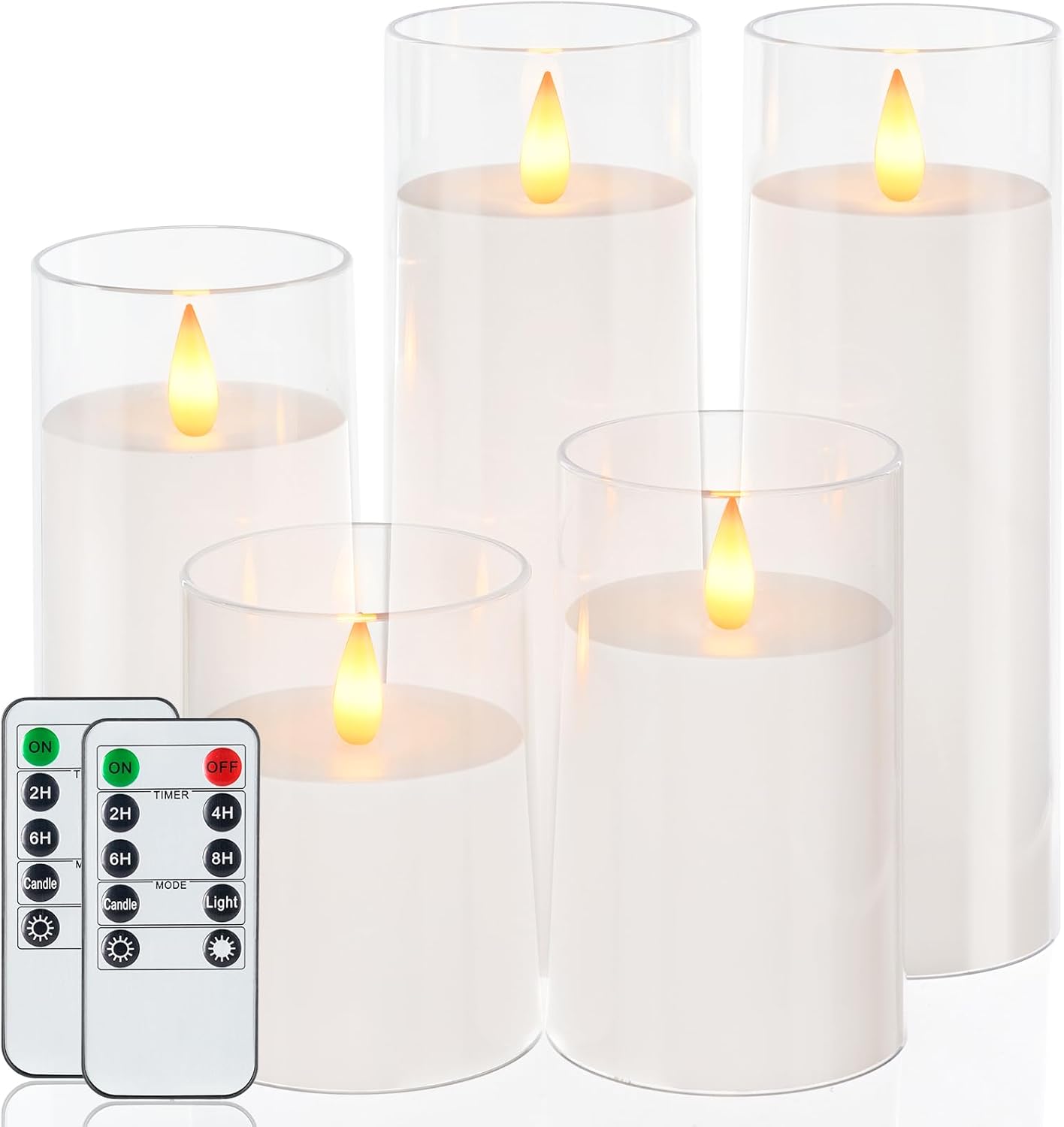 Homemory Realistic Flickering Battery Operated Candles, LED Fake Electric Candle with Remote Control and Timer, Flameless Candles for Home, Christmas Decoration, White, Set of 3