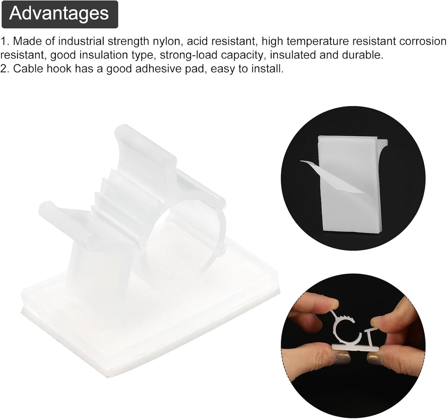 MECCANIXITY 25Pcs Cable Management Clips, 13-16mm Dia Self Adhesive Nylon Wire Holder, Adjustable Organizer Clamp for PC Desk Office, White