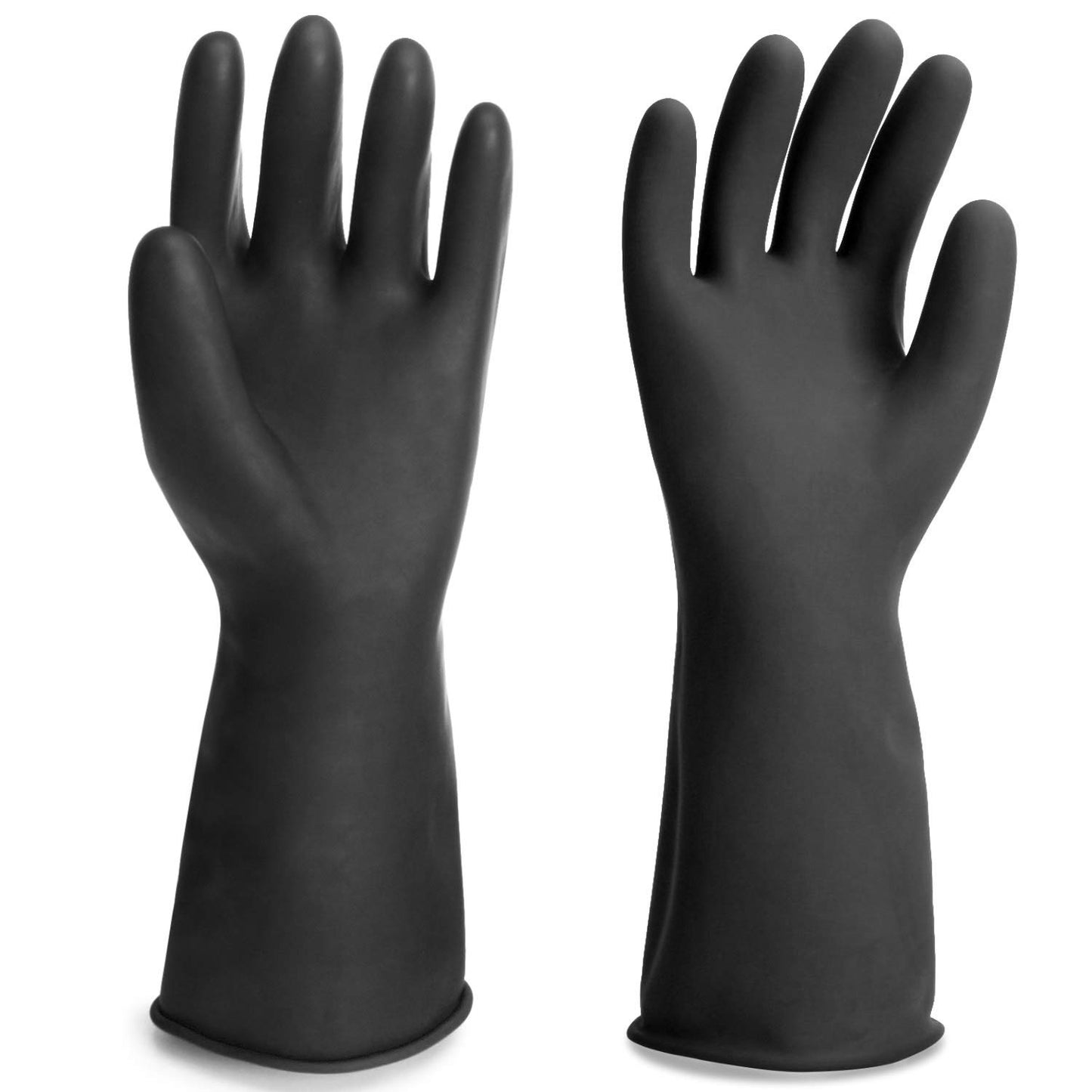 Black Rubber Gloves Extra Large, 22" Long Chemical Resistant Gloves, Waterproof Reusable Dishwashing Household Cleaning Safety Work Heavy Duty Industrial Rubber Glove, 1 Pair XXL