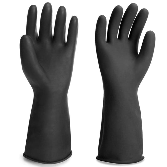 Black Rubber Gloves Extra Large, 22" Long Chemical Resistant Gloves, Waterproof Reusable Dishwashing Household Cleaning Safety Work Heavy Duty Industrial Rubber Glove, 1 Pair XXL